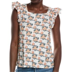 NWT NATION LTD Cameo Floral Ruffle Sleeve Top Size Large